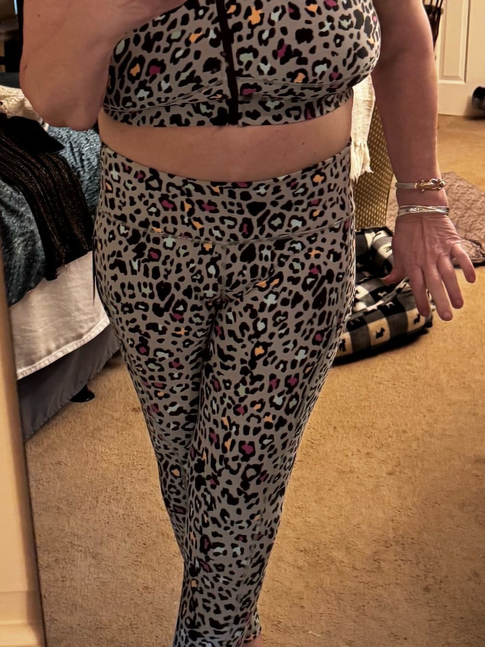 Multi Colored Leopard Print yoga pants and sports bra